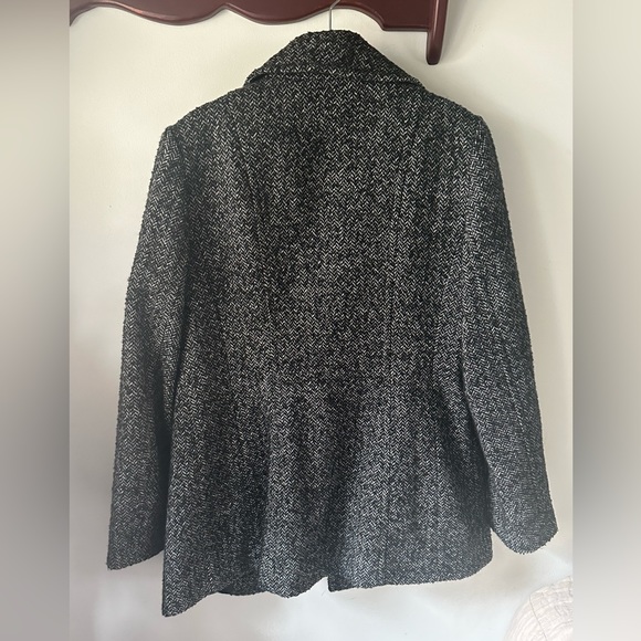London Fog Black White Tweed Coat Size Medium - Picture 4 of 6
